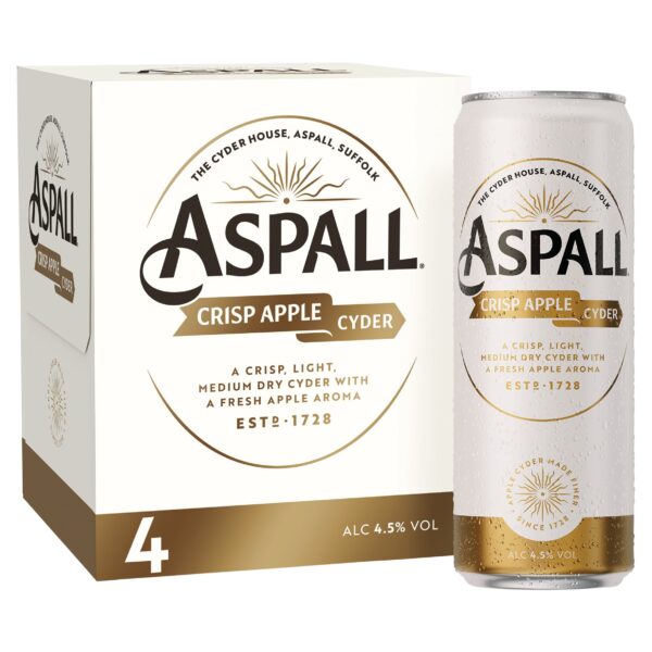 Aspall Crisp Apple Premium Cyder Can 4 x 330ml