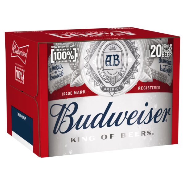 Budweiser Lager Beer Bottles 20 x 300ml
