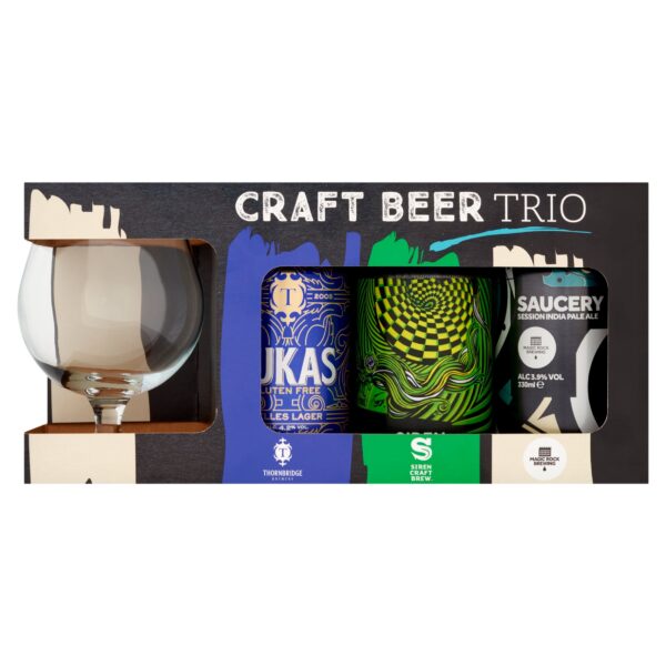 Craft Beer Trio Gift Set 3 x 330ml & Beer Glass