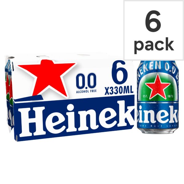 Heineken 0.0% Alcohol Free Lager Beer Can 6x330ml