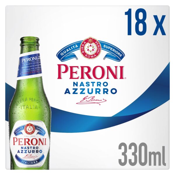 Peroni Nastro Azzurro Beer Lager Bottles 18x330ml