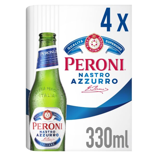 Peroni Nastro Azzurro Beer Lager Bottles 4x330ml
