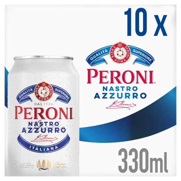 Peroni Nastro Azzurro Beer Lager Can 10x330ml