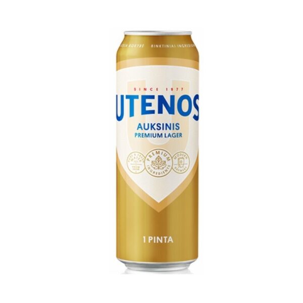 Utenos Auksinis Premium Lager 5% 24 x 568ml cans