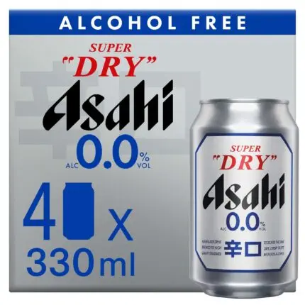 Asahi Super Dry 0 Alcohol Free Beer Lager Cans 4x330ml