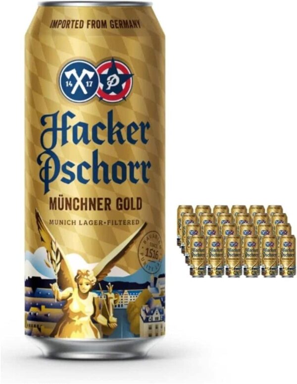 Hacker Pschorr Munchener Gold German Lager 24 x 500ml cans
