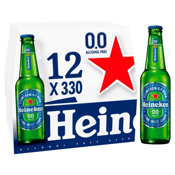 Heineken 0.0% Alcohol Free Lager Beer Bottle 12x330ml