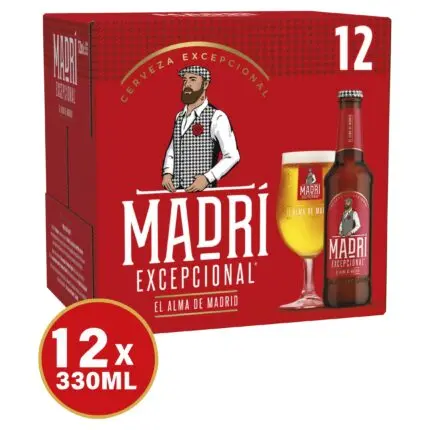 Madri Excepcional Premium Lager Beer Bottle 12 X 330ml