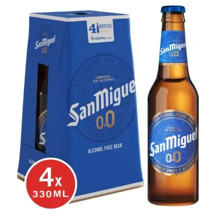 San Miguel Especial Alcohol Free 00 Lager Beer Bottle 4x330ml