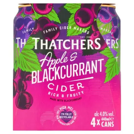 Thatchers Apple Blackcurrant Cider 4 X 440ml
