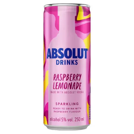 Absolut Vodka Raspberry Lemonade Ready To Drink Pre Mixed 250mL