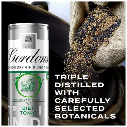 Gordons Dry Gin Slimline Tonic Premixed Can 5 Vol 250ml 2