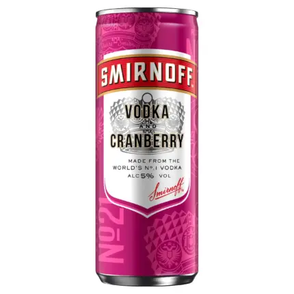 Smirnoff Red Label Vodka And Cranberry Ready To Drink Premix 250ml